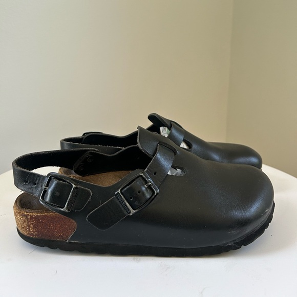 Birkenstock Tokio Black Leather Clogs Sandals Size 36 - Picture 3 of 11
